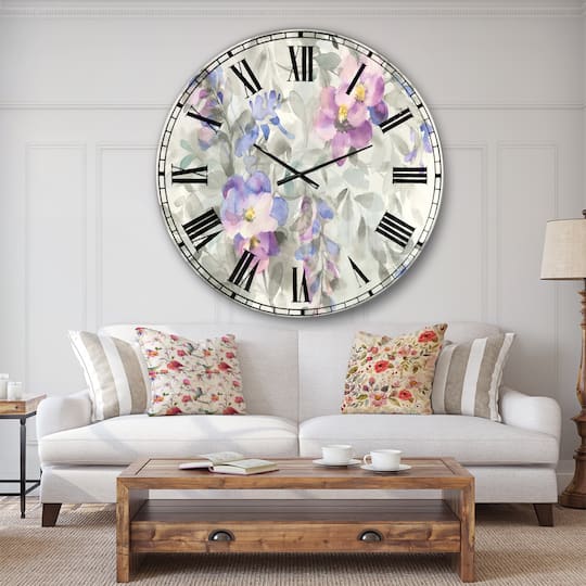 Designart Garden Dreams Flower Farmhouse Wall Clock